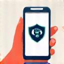 Mobile phone with data saving icon